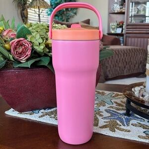 Brand New Zak Travel Tumbler 30oz Stainless Steel Straw Spout Pink Carry Handle